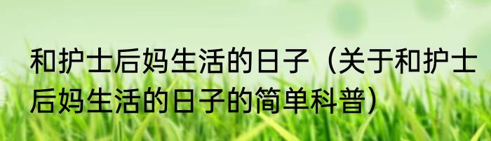 和护士后妈生活的日子（关于和护士后妈生活的日子的简单科普）
