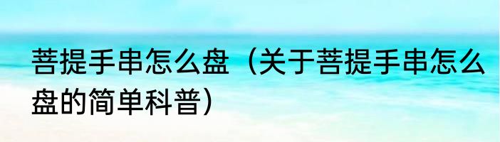 菩提手串怎么盘（关于菩提手串怎么盘的简单科普）