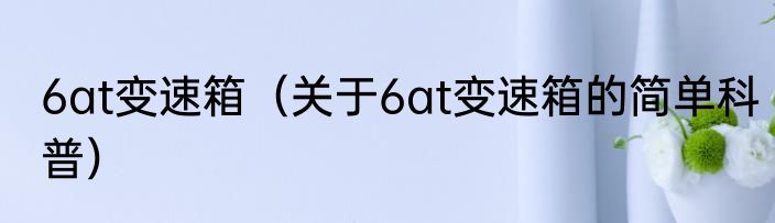 6at变速箱（关于6at变速箱的简单科普）