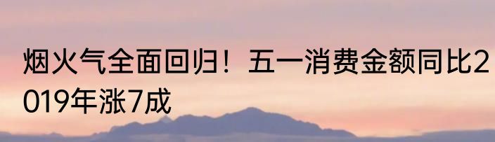 烟火气全面回归！五一消费金额同比2019年涨7成