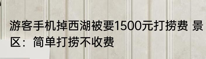 游客手机掉西湖被要1500元打捞费 景区：简单打捞不收费