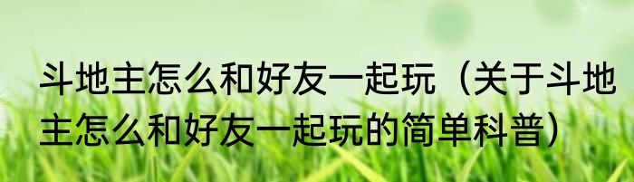 斗地主怎么和好友一起玩（关于斗地主怎么和好友一起玩的简单科普）