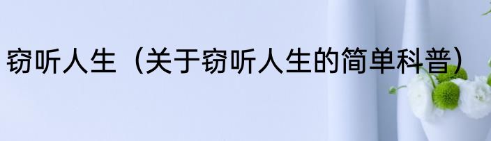 窃听人生（关于窃听人生的简单科普）