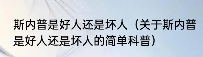斯内普是好人还是坏人（关于斯内普是好人还是坏人的简单科普）