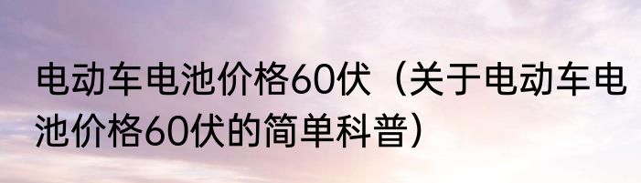 电动车电池价格60伏（关于电动车电池价格60伏的简单科普）