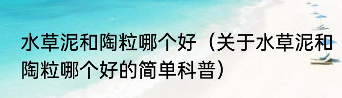 水草泥和陶粒哪个好（关于水草泥和陶粒哪个好的简单科普）