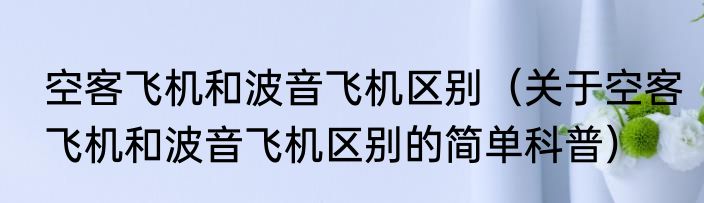 空客飞机和波音飞机区别（关于空客飞机和波音飞机区别的简单科普）