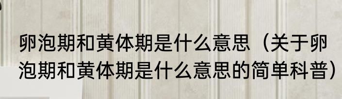 卵泡期和黄体期是什么意思（关于卵泡期和黄体期是什么意思的简单科普）