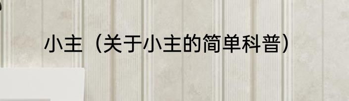 小主（关于小主的简单科普）