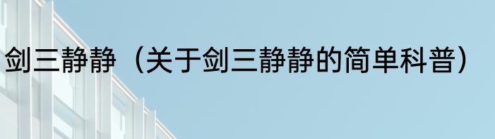 剑三静静（关于剑三静静的简单科普）
