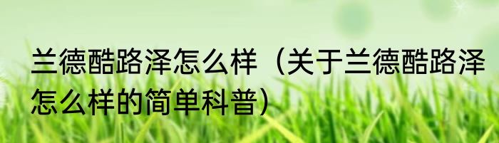 兰德酷路泽怎么样（关于兰德酷路泽怎么样的简单科普）