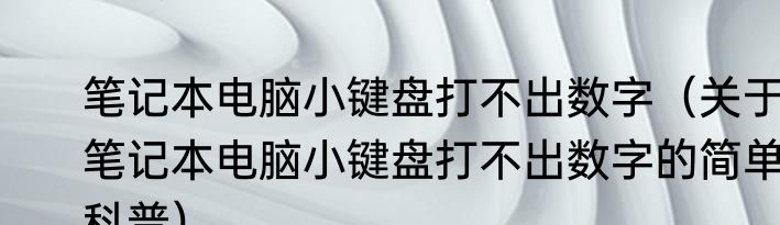 笔记本电脑小键盘打不出数字（关于笔记本电脑小键盘打不出数字的简单科普）