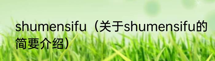 shumensifu（关于shumensifu的简要介绍）