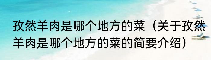 孜然羊肉是哪个地方的菜（关于孜然羊肉是哪个地方的菜的简要介绍）