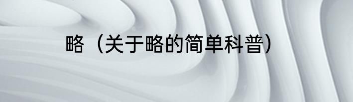 略（关于略的简单科普）