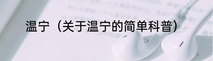 温宁（关于温宁的简单科普）