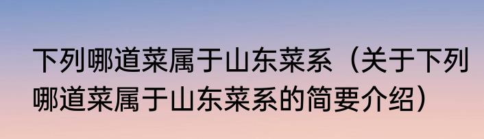 下列哪道菜属于山东菜系（关于下列哪道菜属于山东菜系的简要介绍）