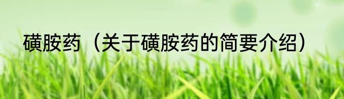 磺胺药（关于磺胺药的简要介绍）