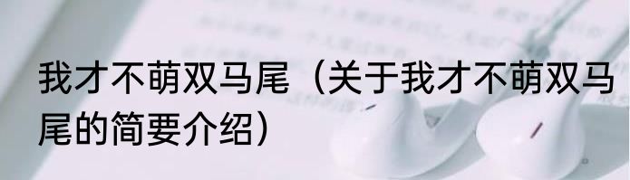我才不萌双马尾（关于我才不萌双马尾的简要介绍）