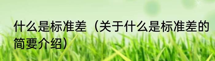什么是标准差（关于什么是标准差的简要介绍）