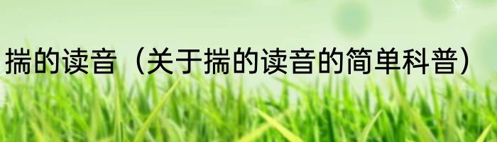 揣的读音（关于揣的读音的简单科普）