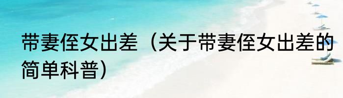 带妻侄女出差（关于带妻侄女出差的简单科普）