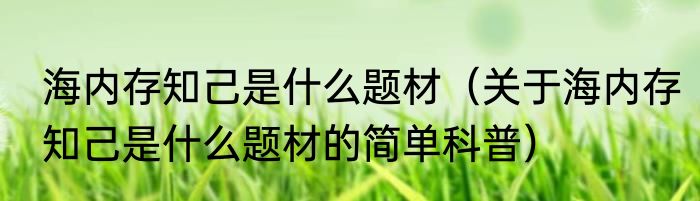 海内存知己是什么题材（关于海内存知己是什么题材的简单科普）