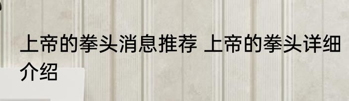 上帝的拳头消息推荐 上帝的拳头详细介绍