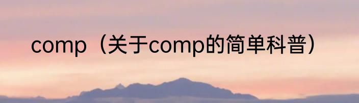 comp（关于comp的简单科普）