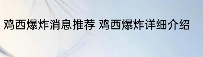 鸡西爆炸消息推荐 鸡西爆炸详细介绍