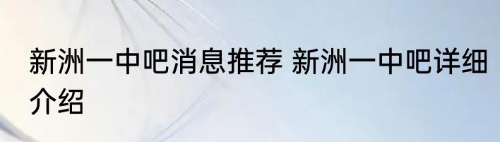 新洲一中吧消息推荐 新洲一中吧详细介绍