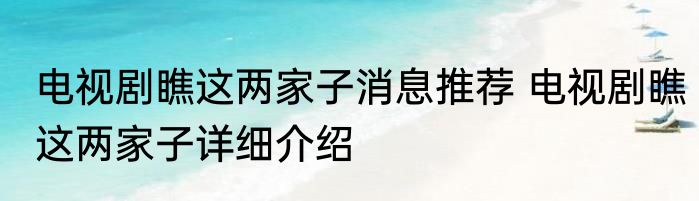 电视剧瞧这两家子消息推荐 电视剧瞧这两家子详细介绍