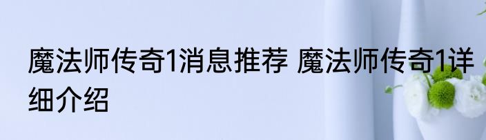 魔法师传奇1消息推荐 魔法师传奇1详细介绍