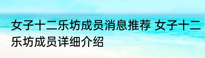 女子十二乐坊成员消息推荐 女子十二乐坊成员详细介绍