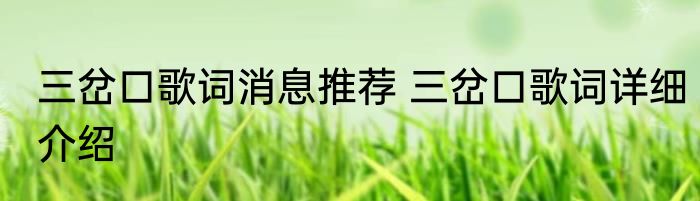 三岔口歌词消息推荐 三岔口歌词详细介绍