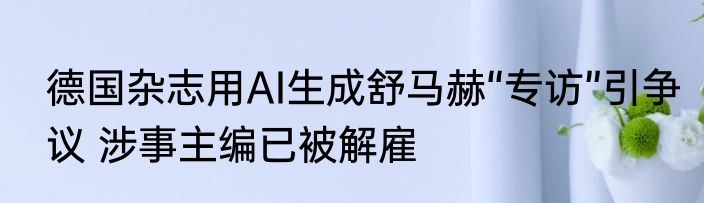 德国杂志用AI生成舒马赫“专访”引争议 涉事主编已被解雇