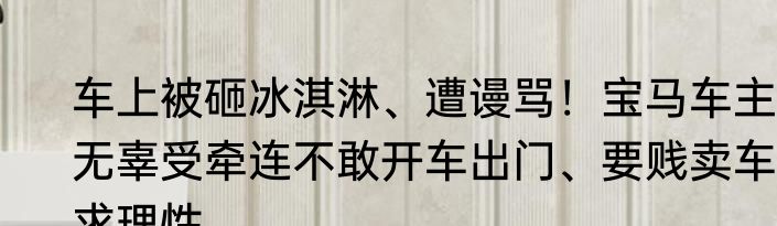 车上被砸冰淇淋、遭谩骂！宝马车主无辜受牵连不敢开车出门、要贱卖车：求理性