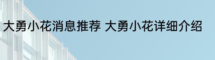 大勇小花消息推荐 大勇小花详细介绍