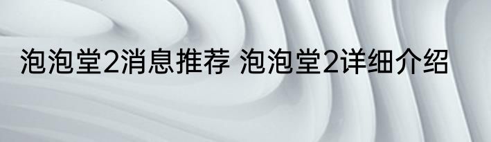 泡泡堂2消息推荐 泡泡堂2详细介绍