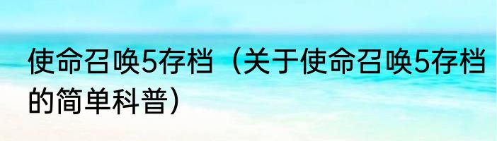 使命召唤5存档（关于使命召唤5存档的简单科普）