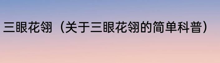 三眼花翎（关于三眼花翎的简单科普）