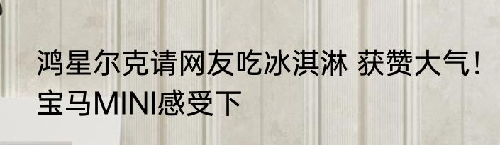 鸿星尔克请网友吃冰淇淋 获赞大气！宝马MINI感受下