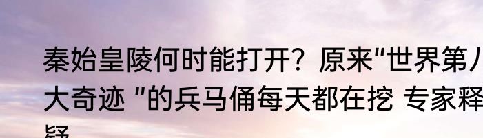 秦始皇陵何时能打开？原来“世界第八大奇迹 ”的兵马俑每天都在挖 专家释疑