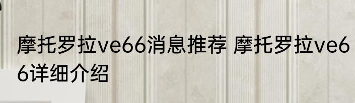 摩托罗拉ve66消息推荐 摩托罗拉ve66详细介绍