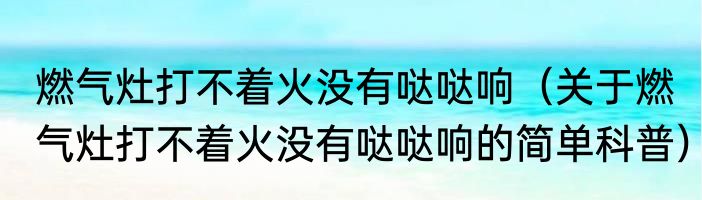 燃气灶打不着火没有哒哒响（关于燃气灶打不着火没有哒哒响的简单科普）