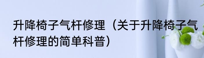 升降椅子气杆修理（关于升降椅子气杆修理的简单科普）