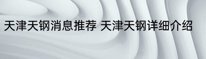 天津天钢消息推荐 天津天钢详细介绍