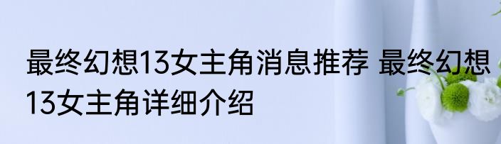 最终幻想13女主角消息推荐 最终幻想13女主角详细介绍
