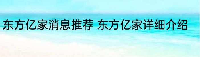 东方亿家消息推荐 东方亿家详细介绍