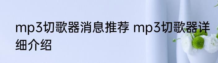 mp3切歌器消息推荐 mp3切歌器详细介绍